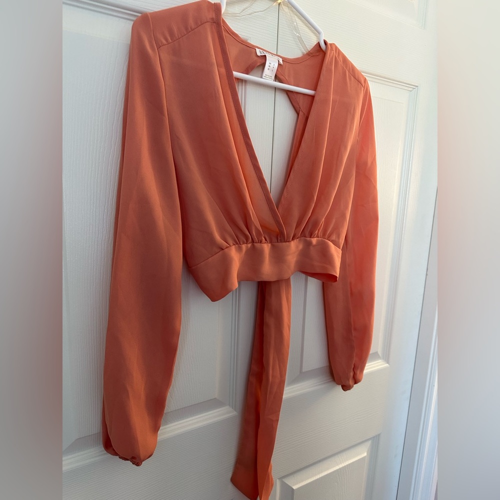 Revamped Deep V-Neck Orange Blouse